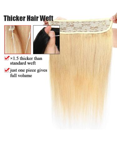 Elailite Real Hair Extensions with Wire | 22/55cm Thick Remy Human Hair | Double Invisible Thread #24 Natural Blonde - 120g - Buy Online on GoSupps.com