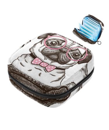 Storage bags for women's bandages cute pug dog animal portable menstrual pad panty liner tampons women's bandages storage holder for women school office