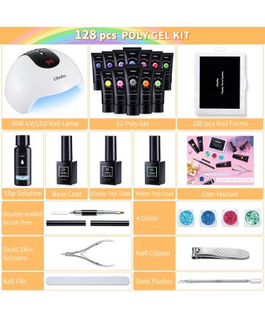 Poly Nail Gel Kit with 36W UV/LED Lamp - Ohuhu 12 Colors Professional Poly Gel Kit for Nail Extension - Rainbow Color DIY Nail Art - Great Gift for Girlfriend, Mother - Buy Online on GoSupps.com