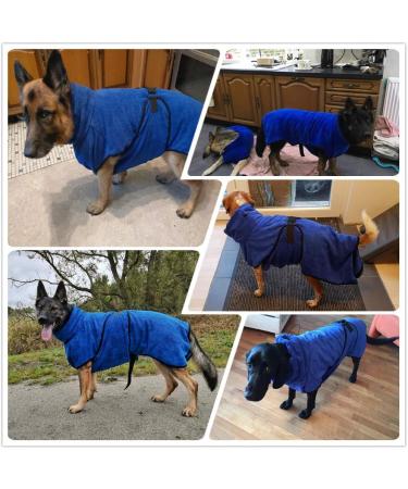 Happy Hachi Microfiber Dog Bathrobe Towel - Super Absorbent Fast Drying Washable Beach Towel for Small Medium & Large Dogs & Cats - XL Blue - Buy Online on GoSupps.com
