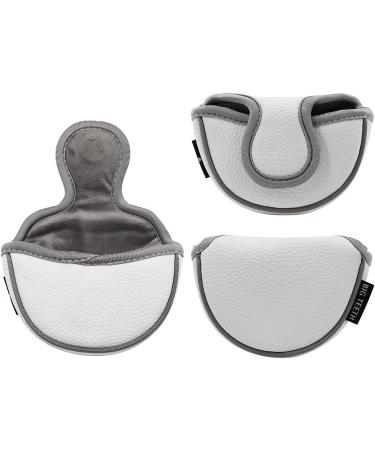 Big Teeth Small Golf Putter Cover - Half Mallet Mini Headcover w/ Magnetic Closure in White - Buy Online on GoSupps.com