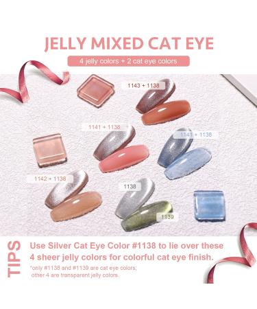 GAOY Jelly Gel Nail Polish Set - Red Pink Nude Blue Glitter Cat Eye Gel with Magnet - Sheer Magic - Buy Online on GoSupps.com