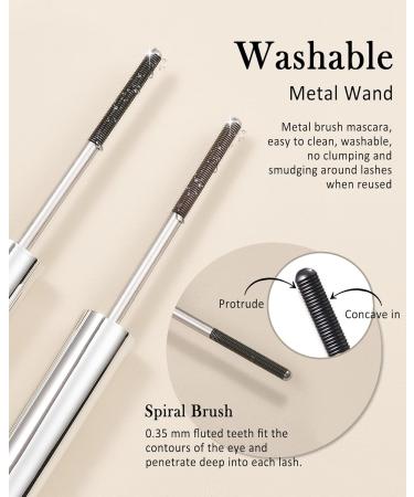 Washable Metal Rod 3D Mascara-1Pcs Waterproof Brown Extra Slim Tubing Mascara Volume and Length Long Lasting Smudge-proof Curling Eyelash Iron Brush Wand Mascara Mother's Day Gift for Women-02Brown 1pcs Brown - Buy Online on GoSupps.com