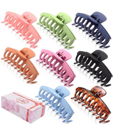 GQLV 8 PCS Large Hair Claw Clips for Women,4.4 Inch Big Banana Hair Clips for Thick Hair/Thin Hair,Nonslip Jaw Hair Clips,Butterfly Hair Clips ,Hair Barrettes ,Fashion Accessories for Girls A-8pcs colorful