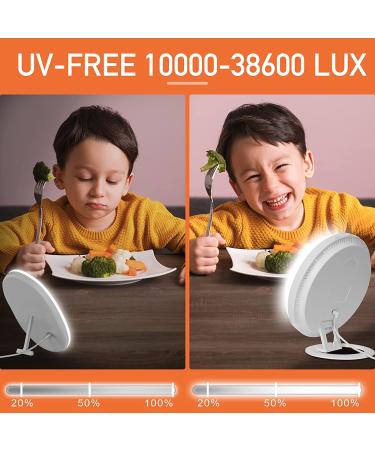 UV-Free Light Therapy Lamp | 10000-38600 Lux LED Daylight Sun Lamp | 3 Color Temperature Options | 10 Brightness Levels | 75 Rotatable Stand | Ideal for Rainy Season | Orange - Buy Online on GoSupps.com