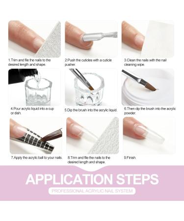 PEACECOLOR Acrylic Nail Kit with 8G Clear Acrylic Powder 30ML Acrylic Liquid Nail Art Pen Brush 20PC Nail Forms Glass Cup for Nail Extension Acrylic Nail Art Starter Kit color 186 - Buy Online on GoSupps.com