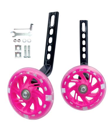 Training Wheels for Bicycle,Flash Mute Wheel Compatible for Bikes of 12-20 Inch 1 Pair (pink)