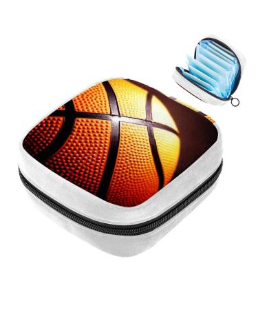 GIAPB Sanitary Napkin Storage Bag Period Bag Tampon Bag Makeup Bag Pad Pouch Basketball Texture Color1389