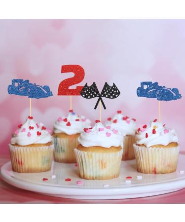 Maicaiffe Two Fast Cupcake Toppers Race Car Birthday Cupcake Toppers 2nd Birthday Two Cool Racing Party Dessert Decors Racing Party Decorations 24Pcs Glitter - Buy Online on GoSupps.com