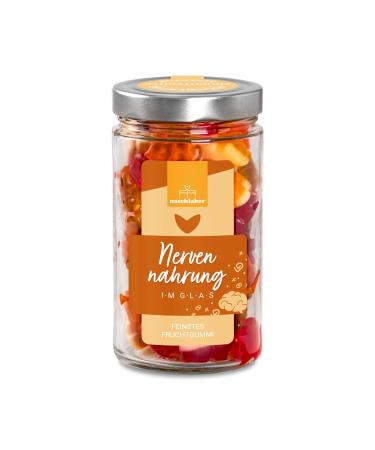 naschlabor Nerve Food XL Gum Shaped in Gift Jar 530 g - The Optimal Nervous Food for Work School or College | Large Rubber Bear Glass for Snacking or Snacking