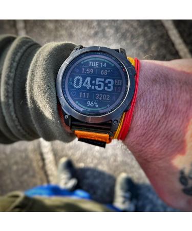 Durable Nylon Bracelet for Garmin - Compatible with F nix Forerunner Vivoactive Approach Marq Quatix D2 Series - 26mm Orange Sport Band for Men (7.2 to 8.2 inches) - Buy Online on GoSupps.com