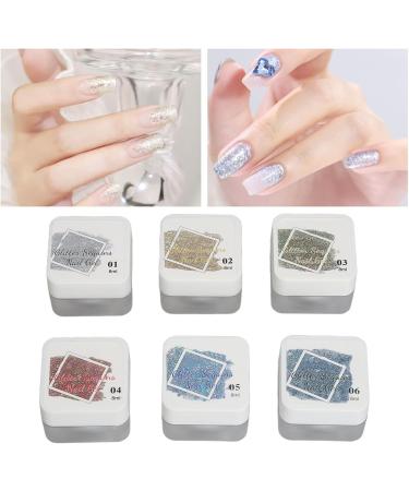 Glitter Gel Polish Sparkly Gel Nail Polish Champagne Nail Polish 6 Colors Glitter Gel Nail Polish Set Shimmer Sliver Gold Champagne Nail Gel Sparkling Polish DIY Manicure Nail - Buy Online on GoSupps.com