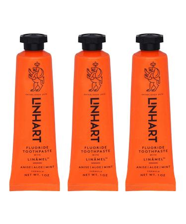 LINHART Travel Toothpaste - Enamel Care Gentle Formula for Sensitive & Normal Teeth Supports Healthy Gums and Fresh Breath Portable On-The-Go Oral Care 1 Ounce (Pack of 3) Mint Flavor