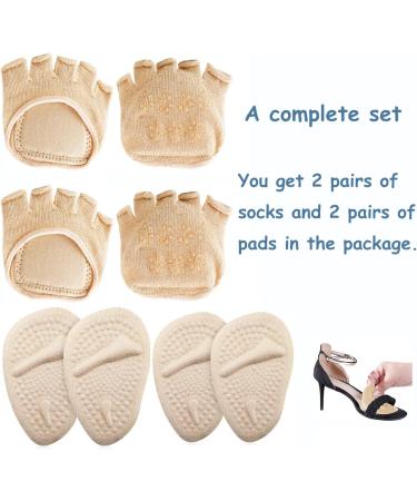 4 Pairs Metatarsal Pads for Women - Ball of Foot Cushions & Sleeves - Toe Separators - Beige Open Toe Style - Buy Online on GoSupps.com