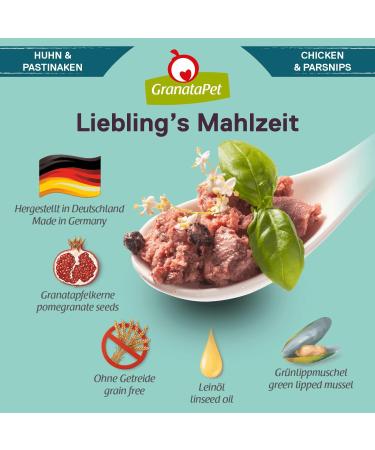 Granatapet Liebling's Mealing Chicken & Parsnip - Grain-Free Wet Dog Food (6 x 800g) - Healthy Sugar-Free Single Feed - Buy Online on GoSupps.com