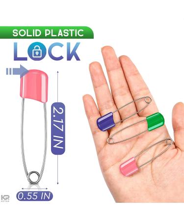 142Pcs Assorted Colored Baby Safety Pins - 5.5cm Large Diaper Pins with Plastic Head for Clothes, Dresses, Socks, Gloves - Stainless Steel Assorted Safety Pins - Buy Online on GoSupps.com