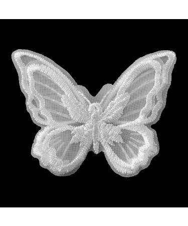 12 Pcs Butterfly Lace Trim Double Layers Organza Fabric Embroidered Patches Sewing DIY Craft Applique for Ornaments Wedding Bridal Dress Hair Accessories Curtain Hat Bag Decoration Clothes(White)
