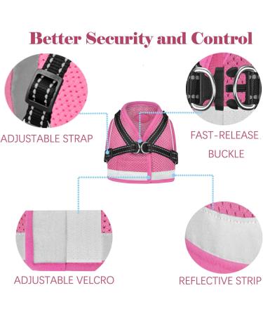 Adjustable Reflective Cat Harness and Leash Set - Escape Proof Kitten Puppy Vest for Walking - Breathable Safety Jacket XS - Pink - Buy Online on GoSupps.com