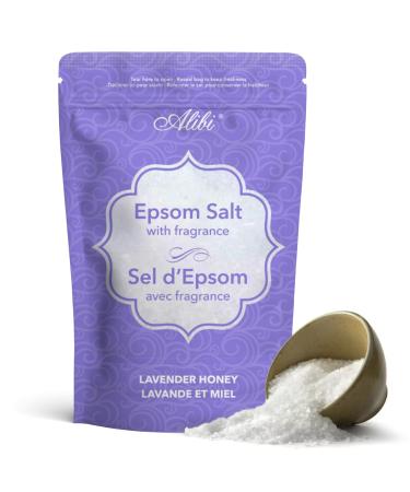 Alibi Scented Epsom Salt Bath - Honey & Lavender Epsom Salts 454G - Natural Magnesium Sulfate Crystals - Reaselable Bag 454 g (Pack of 1)
