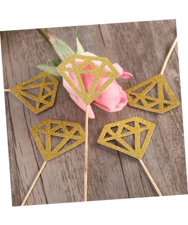 Vaguelly Wedding Decoration 50pcs Food Picks Birthday Wedding Diamond Wedding Cake Picks d Cupcake Picks Diamond Cupcake Topper Gem Cupcake Topper Fruitcakes Insert Card Flash Baby Golden medium - Buy Online on GoSupps.com