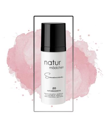 Natural girl organic sunscreen LSF 20 Made in Germany with anti -aging effect zincoxide & hyaluronic acid - 50 ml vegan sun protection cream with UVB & HEV protection - Dermatologically tested!
