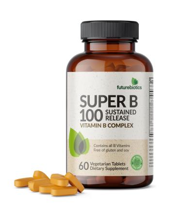 Futurebiotics Super B 100 Sustained Release Vitamin B Complex Non-GMO 60 Vegetarian Tablets 60 Count (Pack of 1)