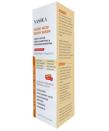 Nasola Kojic Acid Body Wash Turmeric & Vitamin C Brightening Cleanser Moisturizing Exfoliating Shower Gel for Women & Men 11.8 fl oz - Buy Online on GoSupps.com