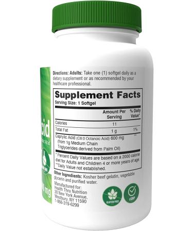 Health Thru Nutrition Caprylic Acid MCT Softgels 600mg - Pack of 200 | Pure & Potent Formula - Buy Online on GoSupps.com