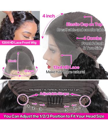 26 Inch Deep Wave Brazilian Human Hair Lace Front Wig - Pre Plucked, Natural Hairline, 13x4 Frontal - Pack of 1 - Buy Online on GoSupps.com