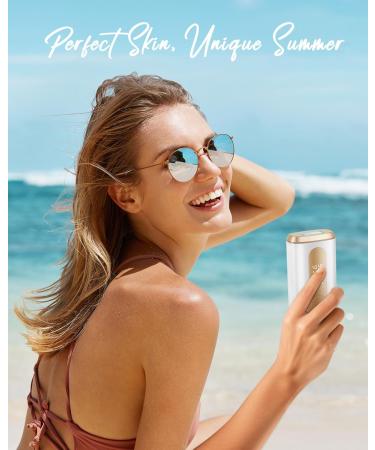 AMOTAOS IPL Laser Hair Removal Device - At-Home Ice-Cooling Safe Epilator for Women & Men | Effective Hair Removal for Face Armpits Arms Bikini Line Legs Whole Body - White-Gold - Buy Online on GoSupps.com