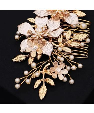 Flower Hair Comb Clips For Women Accessories Prom Gold Color Bridal Wedding Hair Bride Headpiece - Buy Online on GoSupps.com