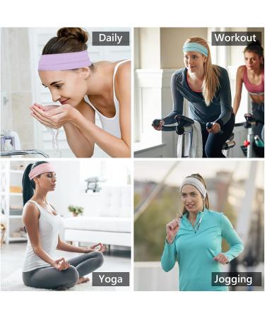 Flintronic 6 PCs Women's Sports Headbands - Cotton Stretch Wicking & Stretchy for Running Yoga & Fitness - Mixed Light Colors - Buy Online on GoSupps.com