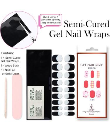 Nail Adhesive Wrap - Semi Cured Gel Nails Strips (Black French Style) - Buy Online on GoSupps.com