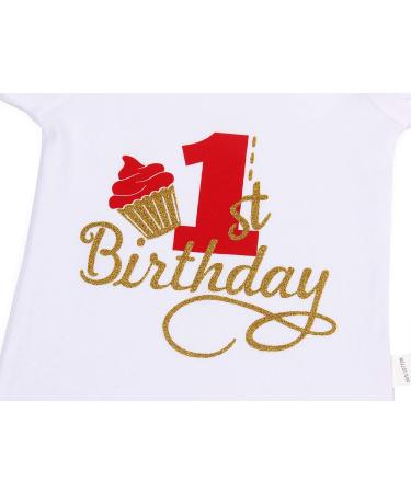 WonderBabe Baby Girls Romper Tulle Tutu Skirt | 1st Birthday Outfit Clothing Set | B074-red 1 Year - Buy Online on GoSupps.com