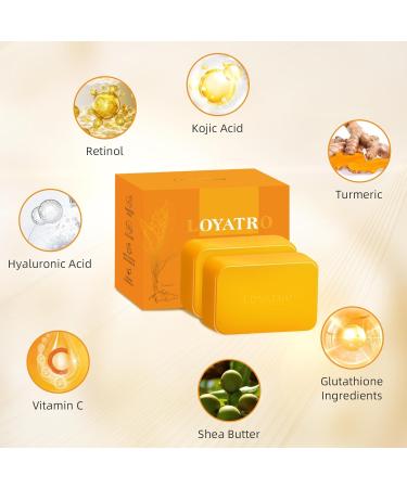 Turmeric Soap for Dark Spots & Acne - Kojic Acid Face & Body Bar for All Skin Types - 2 Pack with Bag & Holder - Buy Online on GoSupps.com