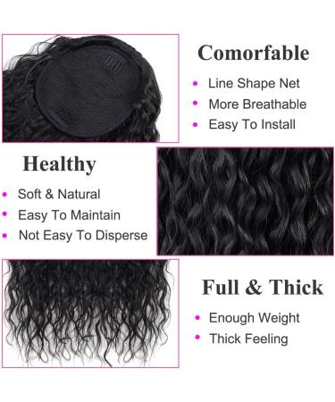 30 Curly Drawstring Ponytail Extension - Synthetic Hairpiece for Women (1B#) - Buy Online on GoSupps.com