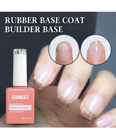 FZANEST Rubber Base Gel For Nails Builder Base Clear Sheer Color Gel Nail Polish Elastic Rubber Base Coat Builder Extension Gel in a Bottle 15ml(Crystal Clear) - Buy Online on GoSupps.com