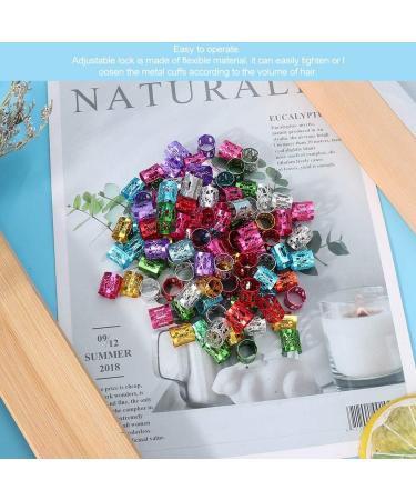 100 Colorful Aluminum Hair Mesh Rings - Adjustable Dreadlocks Cuffs Pearl Metal Hair Jewelry for Braid & Wig Accessories - Buy Online on GoSupps.com