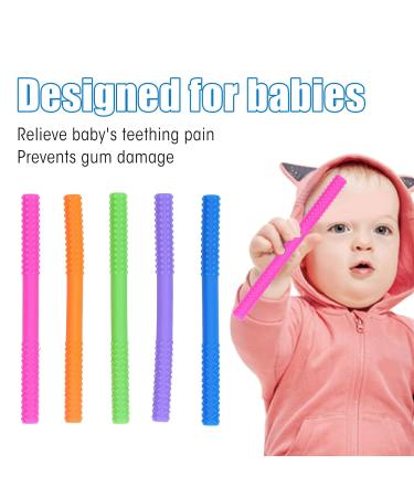 Tear Resistant Baby Teether Set - 5 Pcs Silicone Teething Toothpicks for Reduced Anxiety and Stress in Infants - Buy Online on GoSupps.com