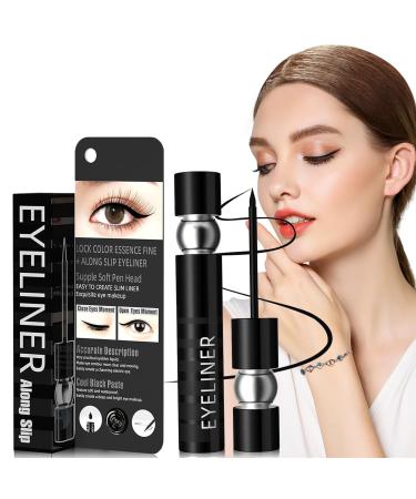 Probuk Precision Waterproof Liquid Eyeliner Black Liquid Eyeliner with Felt Tip Applicator Quick Drying Liquid Micro Pen Long Lasting Smudge-Proof All Day Professional Makeup-Matte Finish