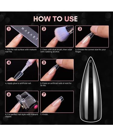 Makartt 240Pcs Soft Gel Full Cover Nail Extensions Kit | XXL Stiletto Nail Tips | Press on Nails with Glue and File - Buy Online on GoSupps.com