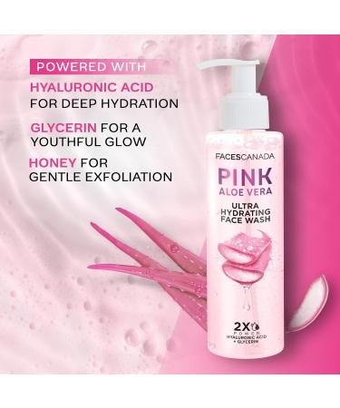 Pink Aloe Vera Ultra Hydrating Face Wash 100ml | Hyaluronic Acid Honey & Glycerin | Glowing | Soothing | Non-Drying Deep & Gentle Cleansing | No Parabens & Sulphates | Vegan - Buy Online on GoSupps.com