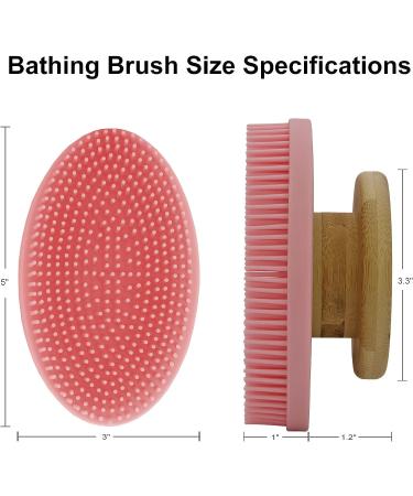 Ozner Food-Grade Soft Silicone Body Scrubber Shower Brush - Foam-Rich, Non-Slip Bamboo Handle, Durable & Easy to Clean - 1PCS (Pink) - Buy Online on GoSupps.com