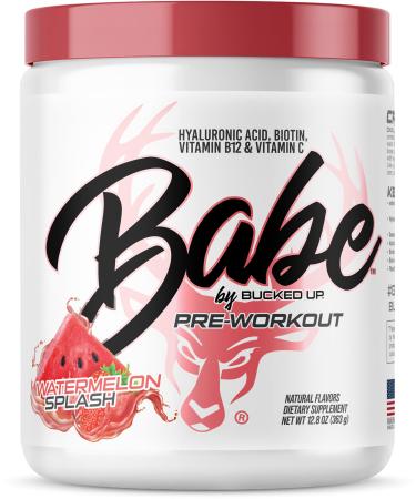 Babe Pre Workout powder for Women | Watermelon Splash | 6g Citrulline 2g Beta-Alanine 100mg Hyaluronic Acid 5mg Biotin and 5 other registered trademarked ingredients | 30 servings | 12.8 OZ