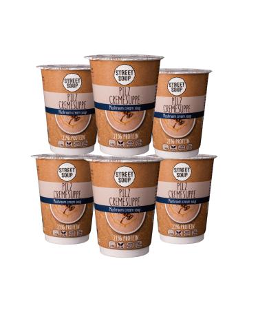 Street soup protein instant soup to go (mushroom soup 6 pieces 300g each) - finished low carb cream soup diet for losing weight & on the go - mushroom removal - ready meals & ready meal vegan & gluten -free