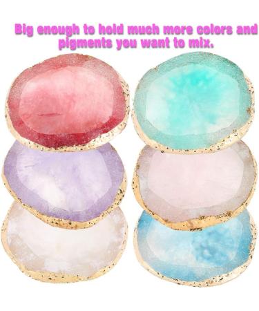 Resin Stone Manicure Palette Gilded Edge Nail Art Pallet Nail Art Mixing Palette Nail Art Paint Palette for Lipstick Pigment Mixing(Blue) - Buy Online on GoSupps.com