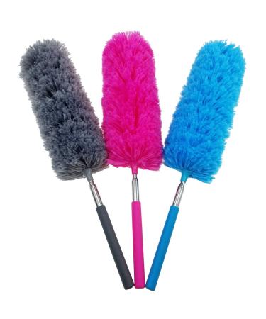 M-jump 3 PCS 15.7 to 35.5 Inch Extendable Telescoping Microfiber Duster Bendable Brush Washable Dusting Brush for Home Office Car