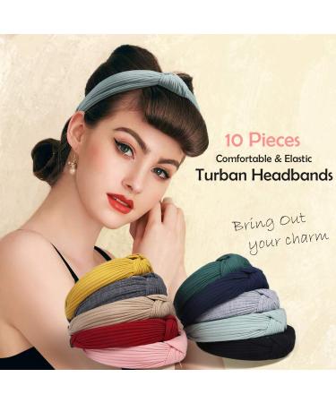 10 Pack Wide Headbands for Women & Girls | Kisslife Knot Turban Hair Accessories - 10 Colors - Buy Online on GoSupps.com