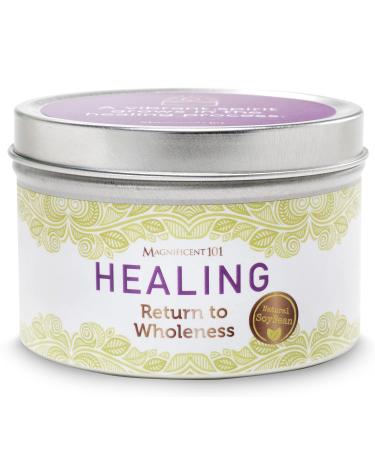 MAGNIFICENT 101 Healing Aromatherapy Candle for a Return to Wholeness - Sage Palo Santo Lavender Scented Natural Soybean Wax Tin Candle for Purification and Chakra Healing