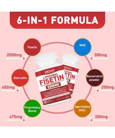 Uarcool Fisetin Supplement 2000mg for Healthy Aging and Longevity Skin Health Brain - Soy Free Vegetarian - 60 Softgels - Buy Online on GoSupps.com